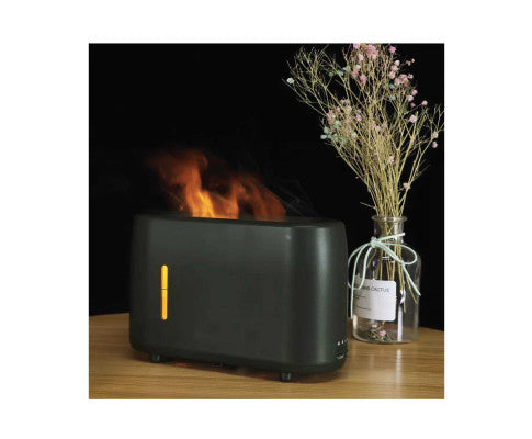 Essential Oil Aroma Diffuser and Remote - Grey 240ml Flame Fire Style Air Humidifier