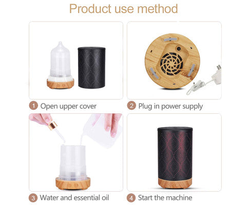 Essential Oil Aroma and Remote Diffuser - 100ml Metal Art Air Mist Humidifier