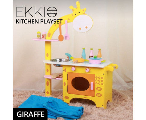 EKKIO Wooden Kitchen Playset for Kids (Giraffe Shape Kitchen Set)
