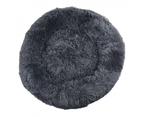 YES4PETS Large Round Calming Plush Cat Dog Bed Large Comfy Puppy Fluffy Bedding Dark Grey