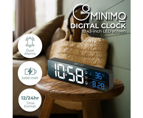 Digital Clock Mirrored Black - GO-CK-103-FKT