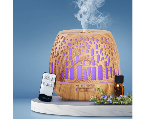 Devanti Aroma Diffuser Aromatherapy Humidifier Essential Oil Ultrasonic Cool Mist Wood Grain Remote Control 400ml