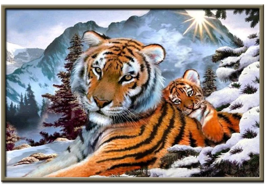 Mnp Dotz Diamond Painting Kits Tiger on snow 20X30