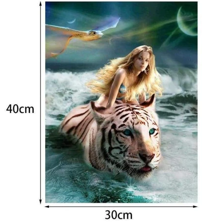 FULL DRILL 5D DIY DIAMOND PAINTING KITS BEAUTY AND ANIMAL TIGER SWIMMING IN THE SEA