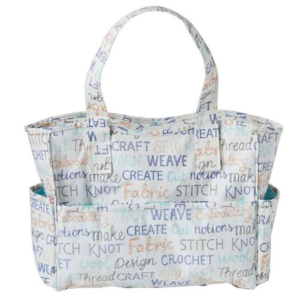 SEW EASY COLLECTION  Knitting Bag With Extra Pockets, Words Design