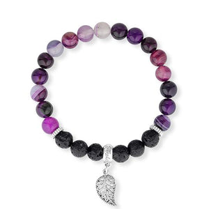 Harmony - Purple agate & lava stone diffuser bracelet