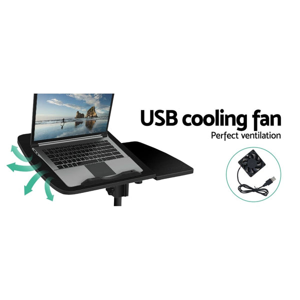 Mobile Laptop Desk Adjustable Notebook Computer iPad PC Stand Table Cooler Fan